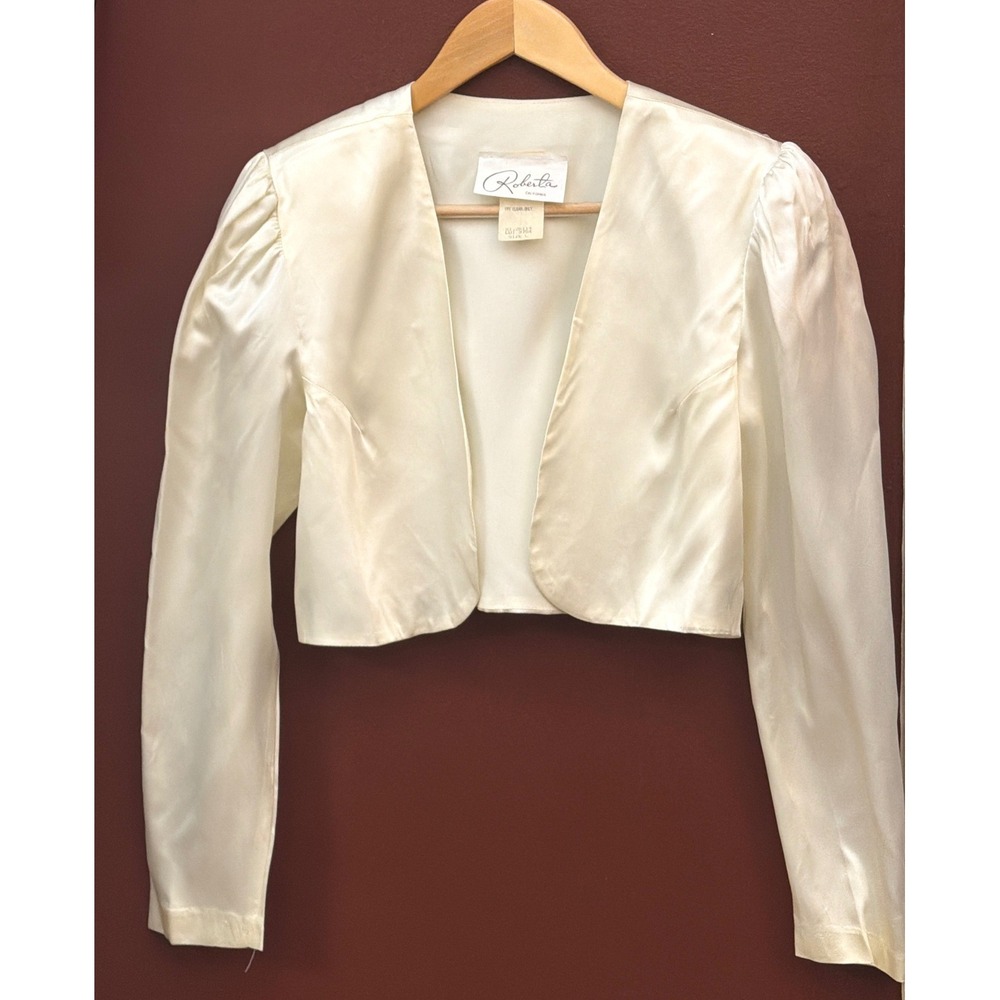 Vintage Roberta California Bolero Jacket Bridal Regencycore Glamour Cream L